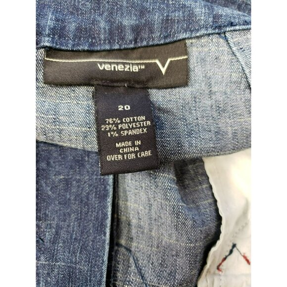 Venezia Denim Skirt Sz 20, Front slit, stretch, modest, dark wash, front pockets - Picture 6 of 7